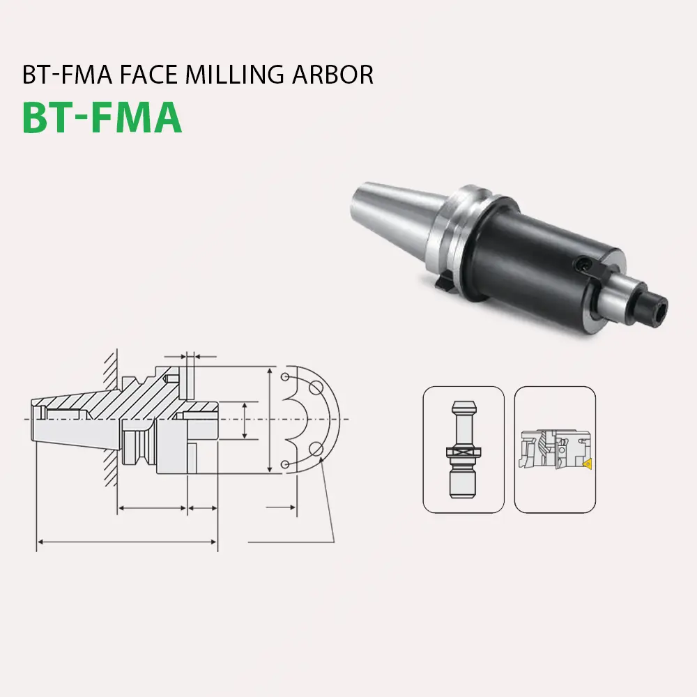 bt-fma face milling arbor với hollow design và internal coolant